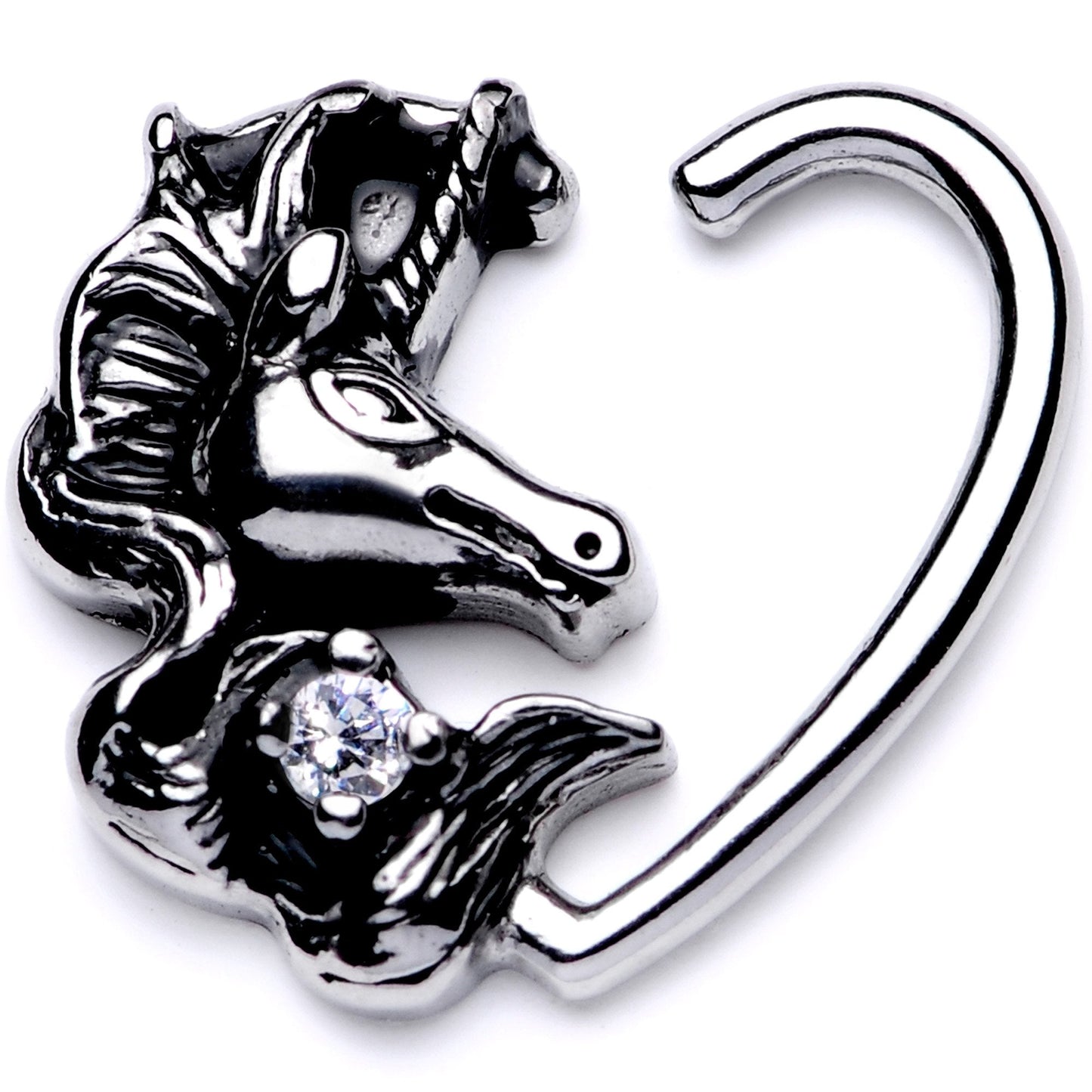 16G 3/8 Clear CZ Unicorn Right Heart Closure Ring