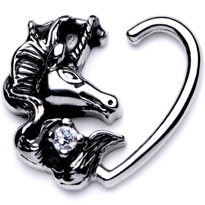 16G 3/8 Clear CZ Unicorn Right Heart Closure Ring
