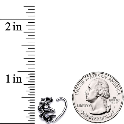 16G 3/8 Clear CZ Unicorn Right Heart Closure Ring