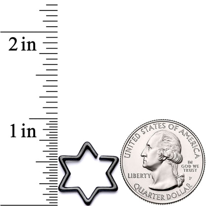 16G 5/16 Black Hexagram Star of David Closure Ring