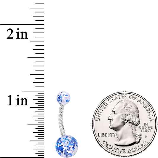 Clearly Coiled Blue Glitter Explosion Twisted Belly Ring