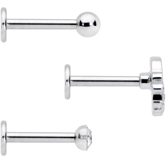 16G 5/16 Clear Gem Winter Penguin Labret Monroe Tragus Set of 3