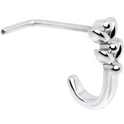 20G Twin Tulips Flower Faux Hoop L Shaped Nose Ring