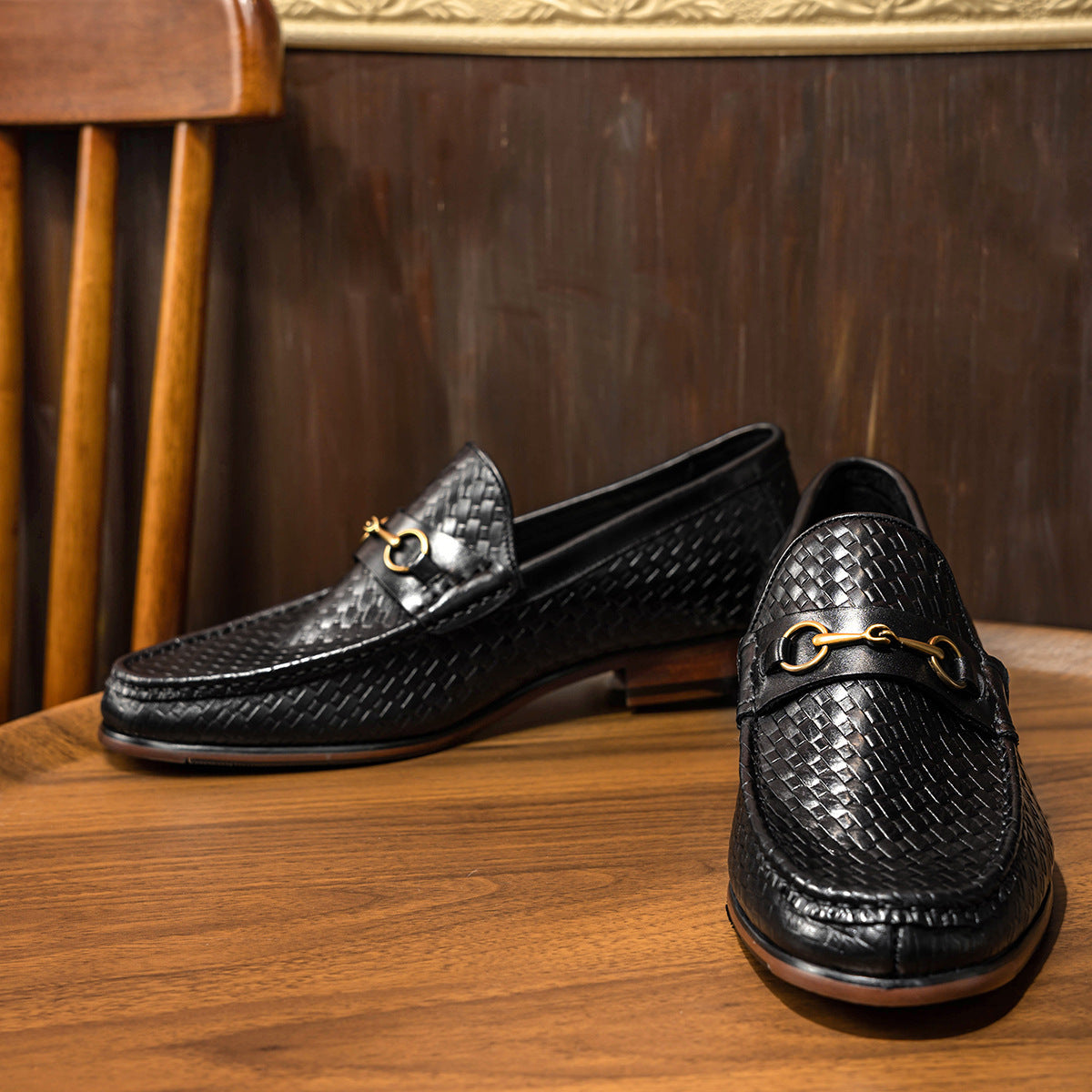 Men's Woven Leather Loafers