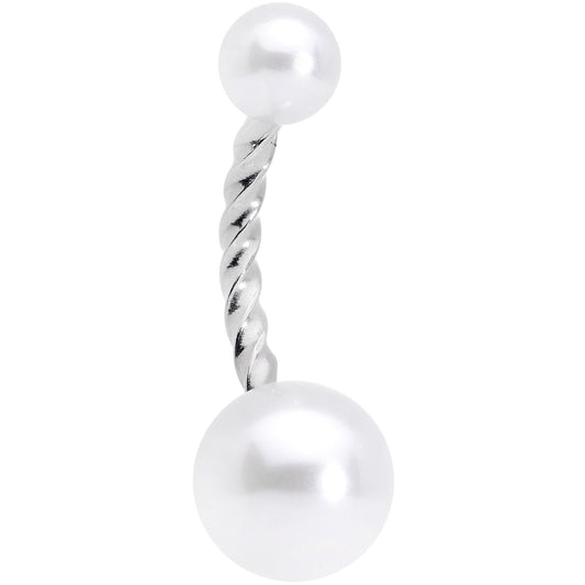 White Pearlescent Totally Twisted Belly Ring