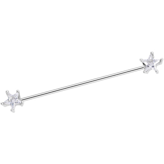 16G Clear Blue CZ Gem Stars Industrial Barbell Bonus Pack Set