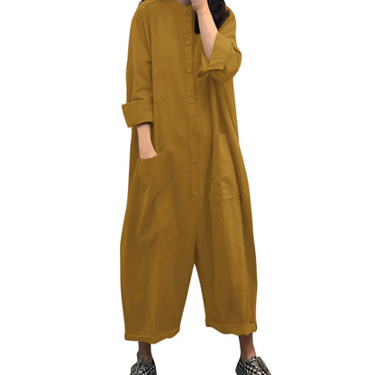 Plus Size Women's Jumpsuit With Multiple Pockets