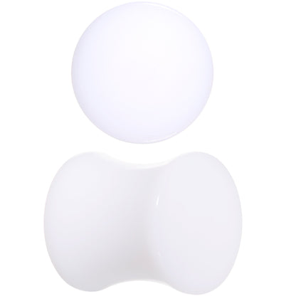 0G White UV Reactive Acrylic Saddle Plug Set