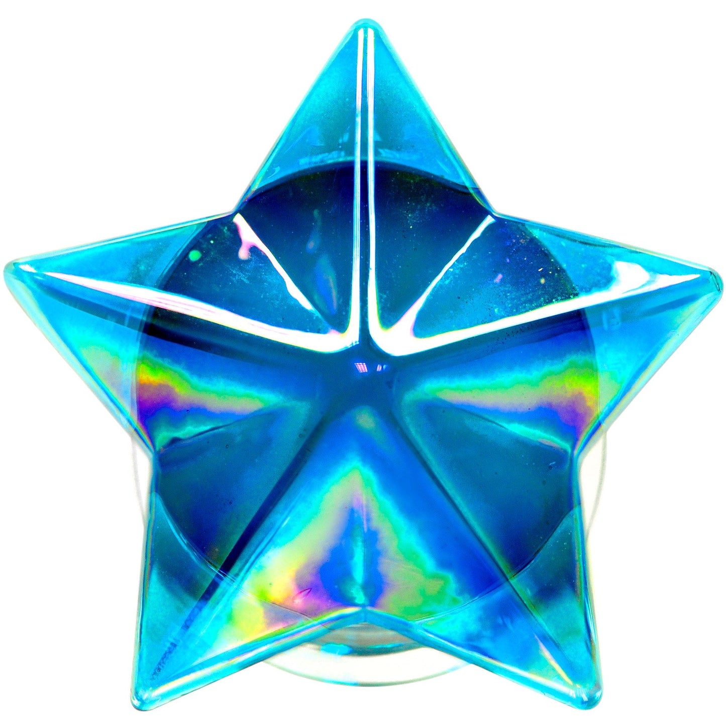 2G Blue Aurora Glass Faceted Star Double Flare Plug Set 6mm to 16mm Sizes