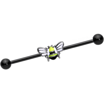 14G Black Blissful Bumblebee Industrial Barbell 38mm
