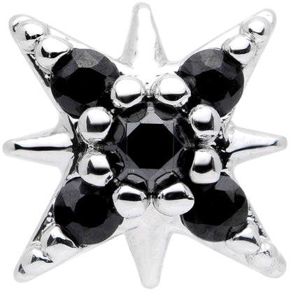 16G 5/16 Black Gem Compass Star Labret Monroe Tragus