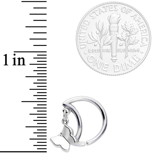 16G 3/8 Crescent Moon Butterfly Dangle Closure Ring