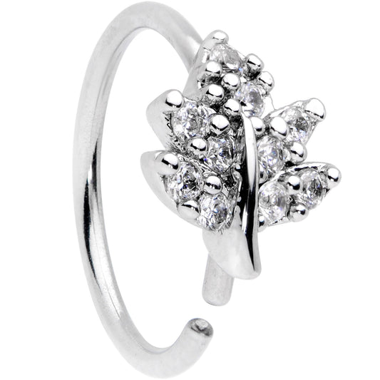20G 5/16 Clear CZ Gem Maple Leaf Nose Hoop