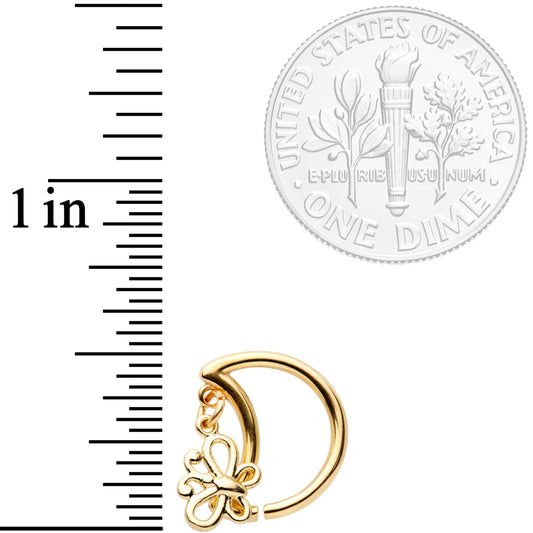 16G 3/8 Gold Tone Crescent Moon Butterfly Right Ear Closure Ring