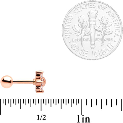 16G 1/4 Pink Clear CZ Gem Rose Gold Tone Star Tragus Set of 3