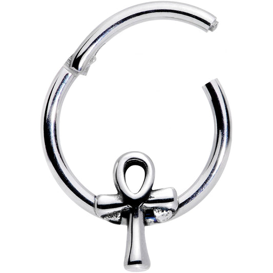 16G 3/8 Egyptian Ankh Hinged Segment Ring