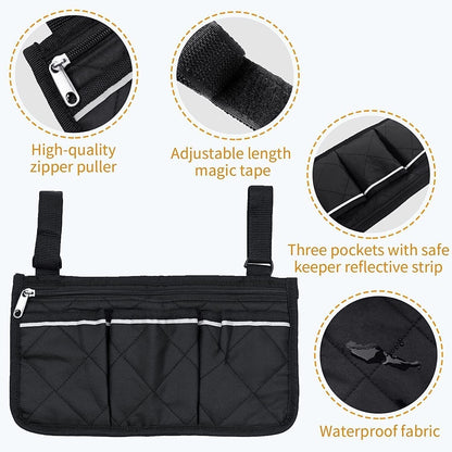 Bright-Line Wheelchair Armrest Side Bags for Easy Accessory Storage