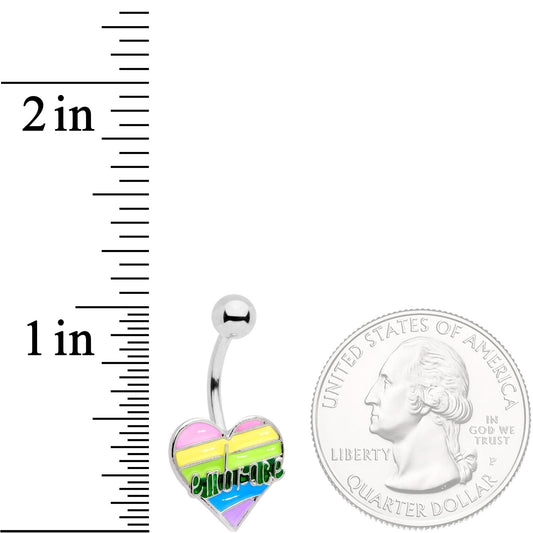 Embrace Pastel Rainbow Heart Dangle Belly Ring