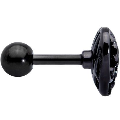 16G 1/4 Black Angels Wing Heart Tragus Cartilage Earring