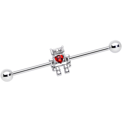 14G Red Gem Heart Valentines Day Robot Industrial Barbell 38mm