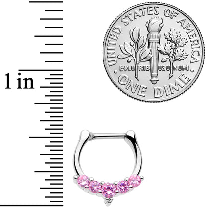 16G 3/8 Pink CZ Gem Blaze Cartilage Clicker
