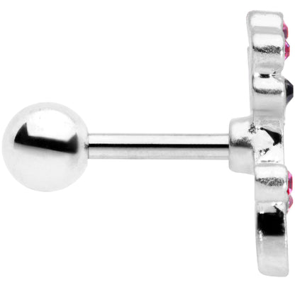 16G 1/4 Clear Pink Gem Giraffe Cartilage Tragus