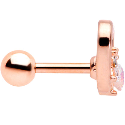 16G 1/4 Aurora Gem Rose Gold Tone Hollow Heart Cartilage Tragus