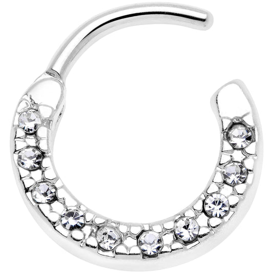 16G 5/16 Clear Gem Paved Cartilage Clicker