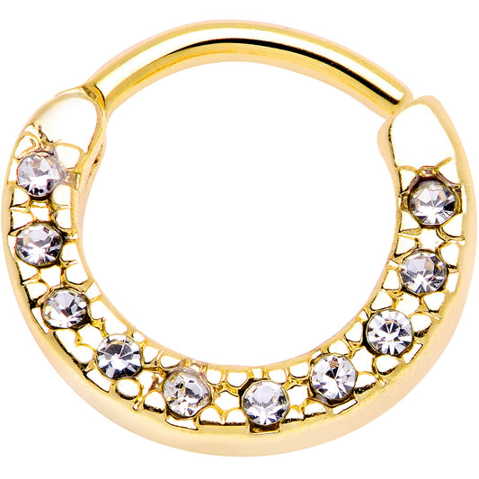 16G 5/16 Clear Gem Gold Tone Paved Cartilage Clicker