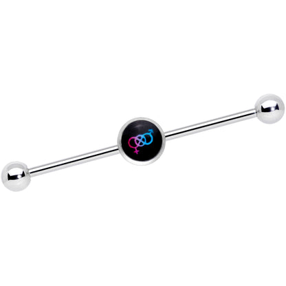 14G Pink Purple Blue Bisexual Pride Logo Industrial Barbell 38mm