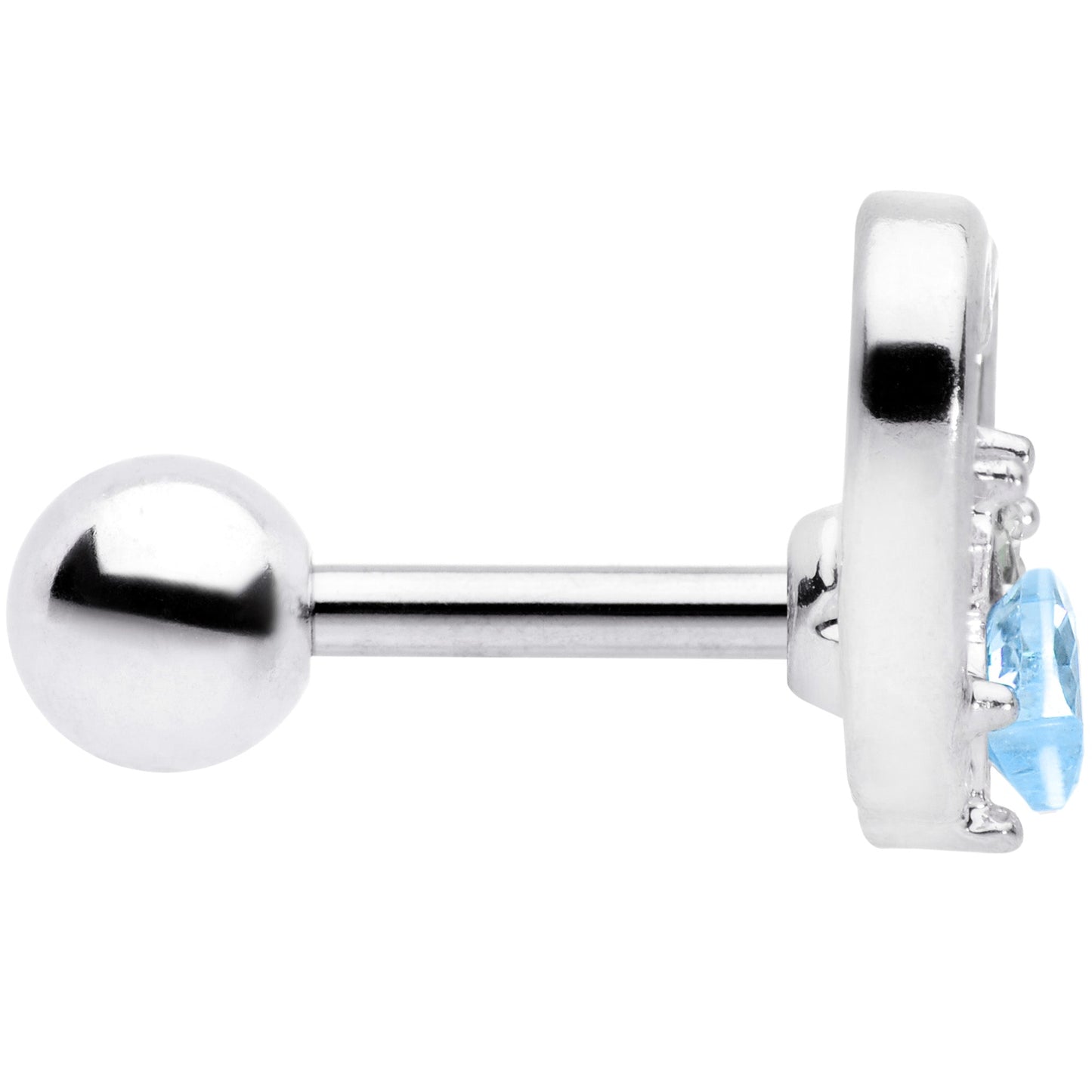 16G 1/4 Blue Gem Rose Flower Hollow Heart Cartilage Tragus