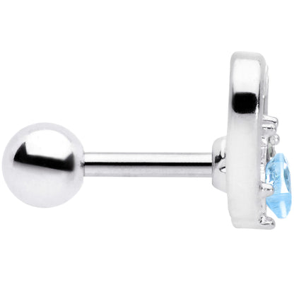 16G 1/4 Blue Gem Rose Flower Hollow Heart Cartilage Tragus