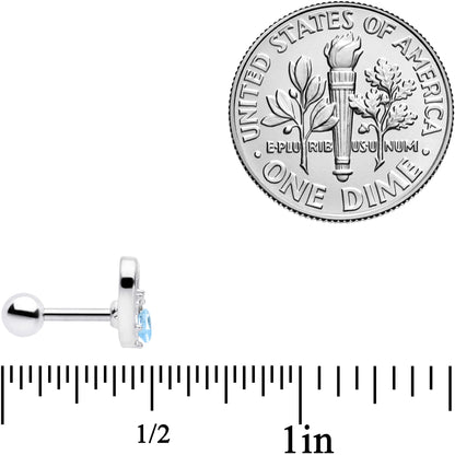 16G 1/4 Blue Gem Rose Flower Hollow Heart Cartilage Tragus