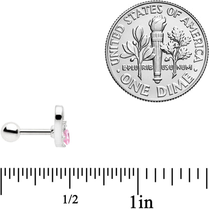 16G 1/4 Pink Gem Rose Flower Hollow Heart Cartilage Tragus