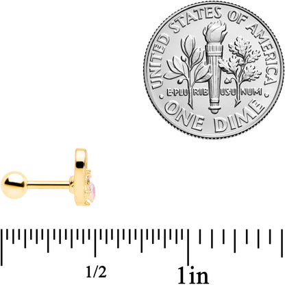 16G 1/4 Aurora Gem Gold Tone Hollow Heart Cartilage Tragus