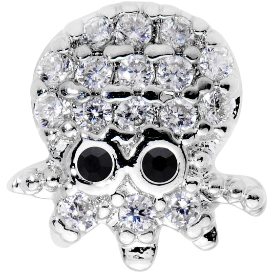 16G 1/4 Clear Black CZ Gem Nautical Octopus Cartilage Tragus