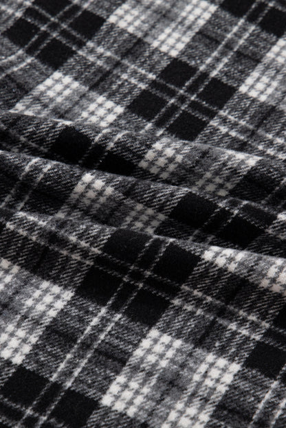 Plaid Collared Zip-Up Long Sleeve Mini Dress