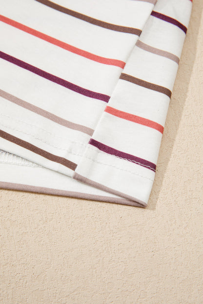Plus Size Stripe V-Neck Casual Tee