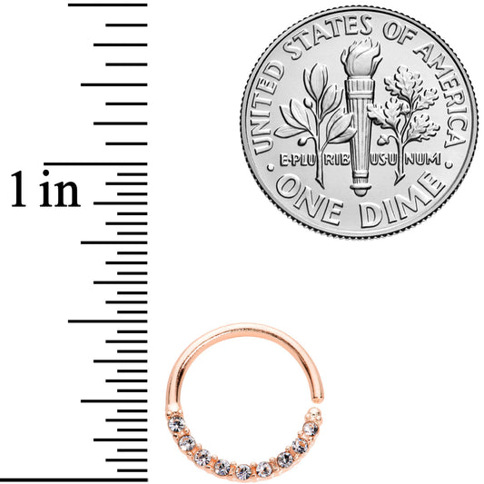 16G 3/8 Clear Gem Rose Gold Tone Elegance Seamless Circular Ring
