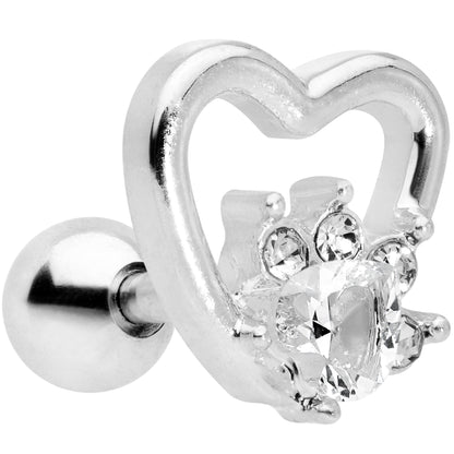 16G 1/4 Clear Gem Rose Flower Hollow Heart Cartilage Tragus