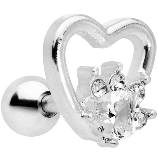 16G 1/4 Clear Gem Rose Flower Hollow Heart Cartilage Tragus