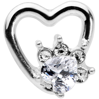 16G 1/4 Clear Gem Rose Flower Hollow Heart Cartilage Tragus