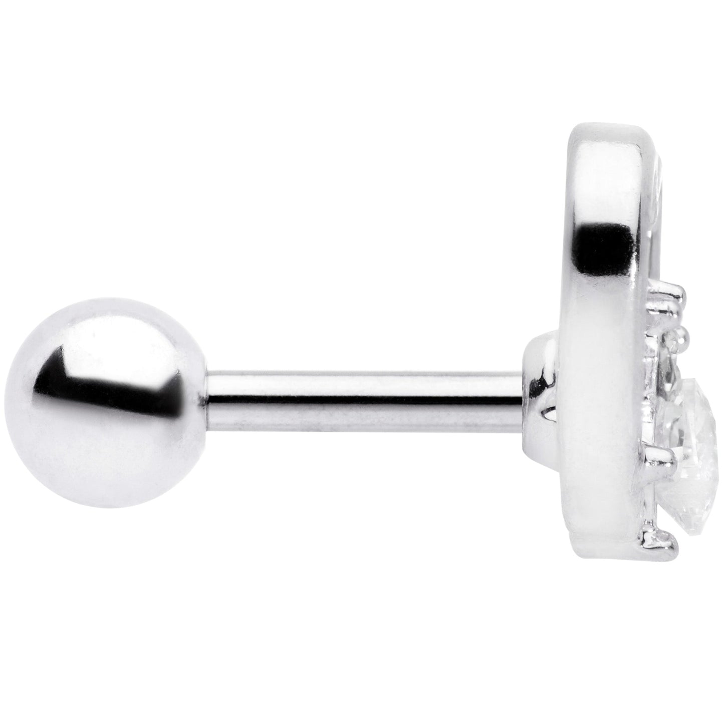 16G 1/4 Clear Gem Rose Flower Hollow Heart Cartilage Tragus