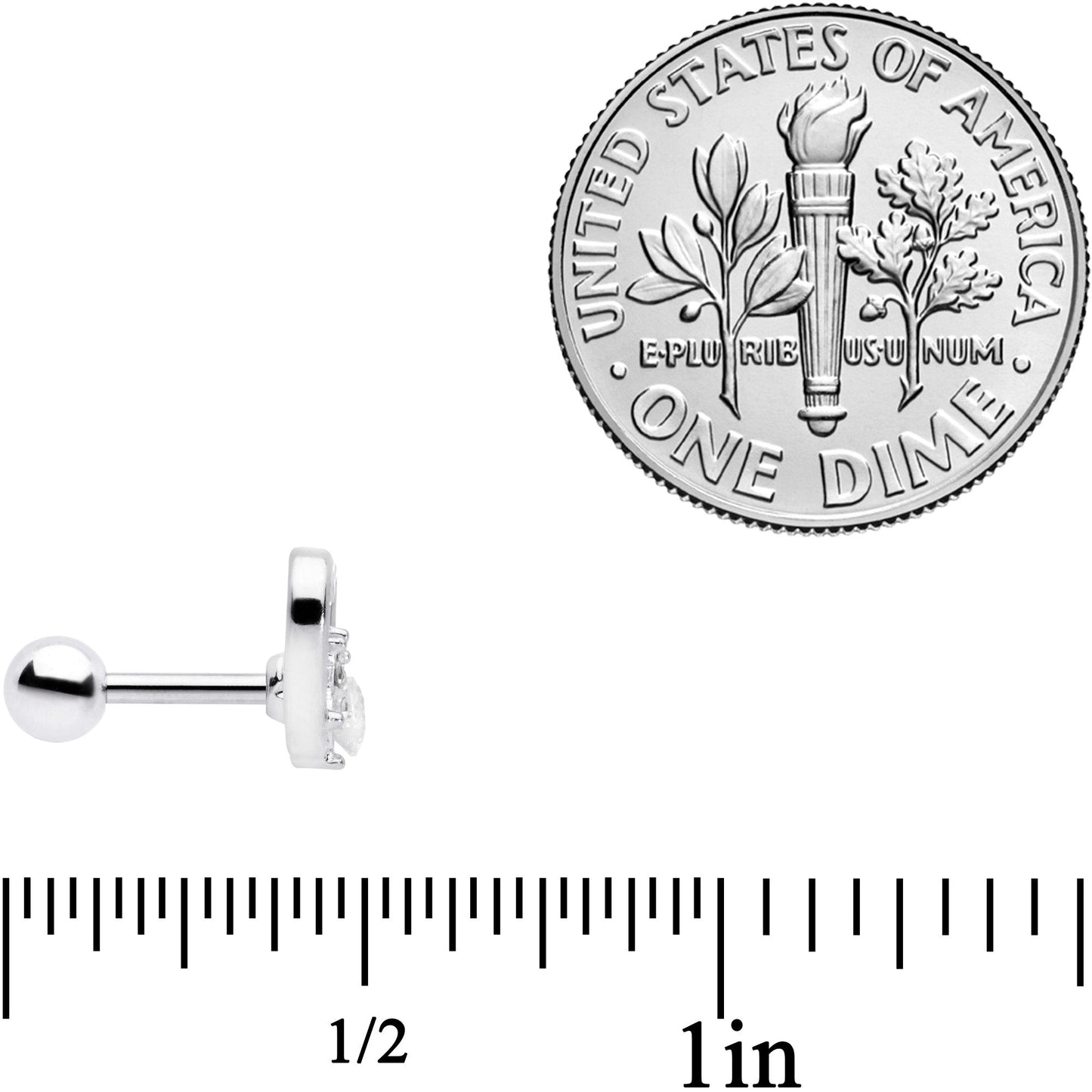 16G 1/4 Clear Gem Rose Flower Hollow Heart Cartilage Tragus