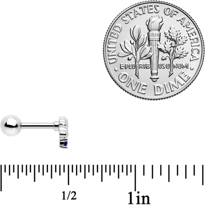 16G 1/4 Blue CZ Gem Tiny Hearts Cartilage Tragus Earring