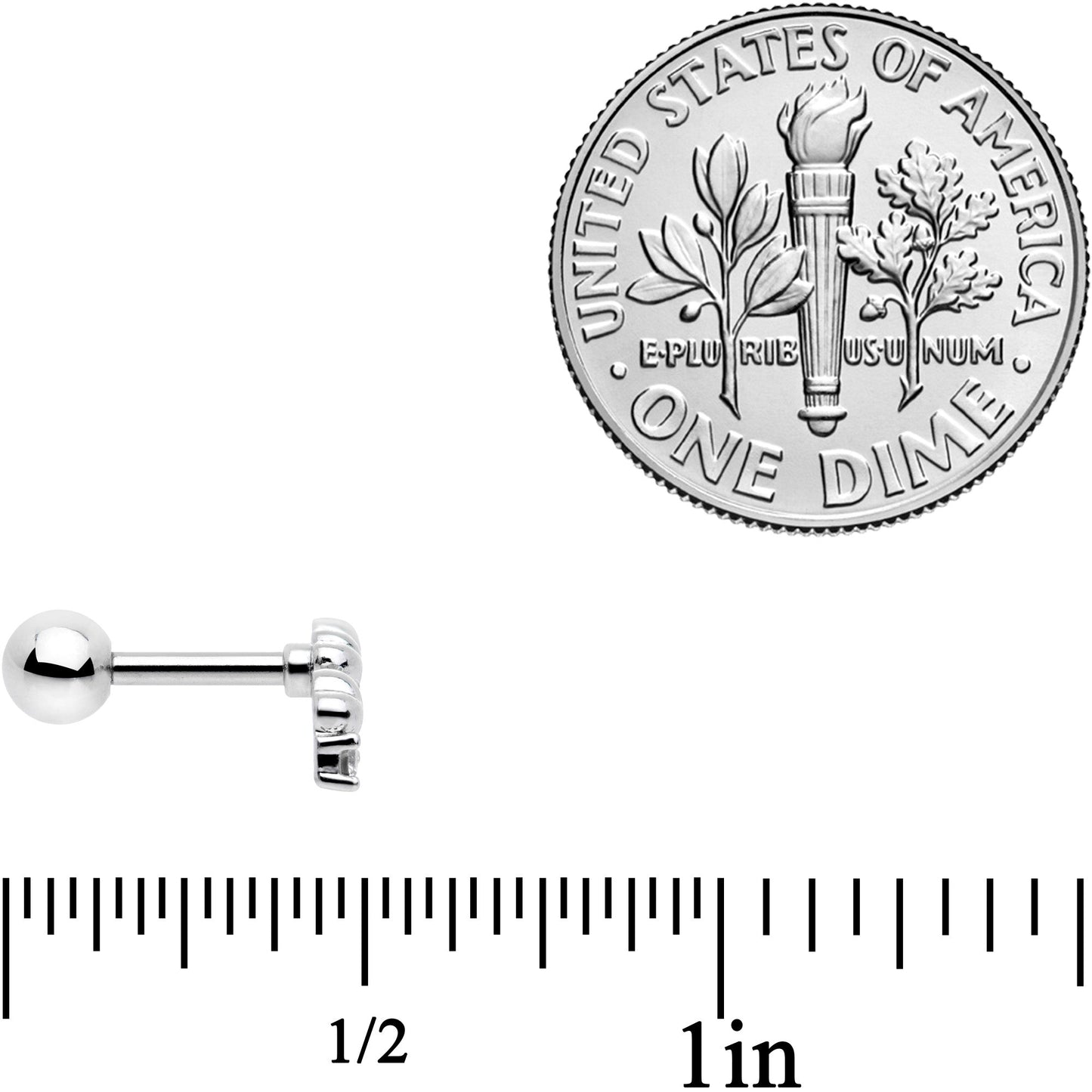 16G 1/4 Clear CZ Gem Tiny Hearts Cartilage Tragus Earring