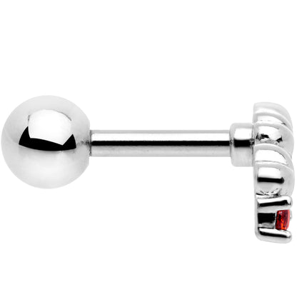 16G 1/4 Red CZ Gem Tiny Hearts Cartilage Tragus Earring