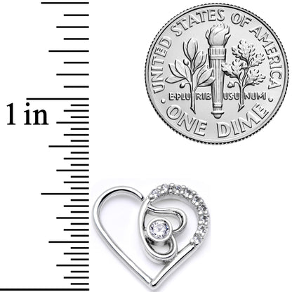 16G 1/4 Clear CZ Gem Double Heart Left Ear Closure Ring