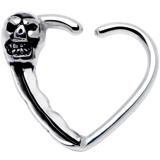 16G 3/8 Halloween Skull Valentine Heart Right Ear Closure Ring