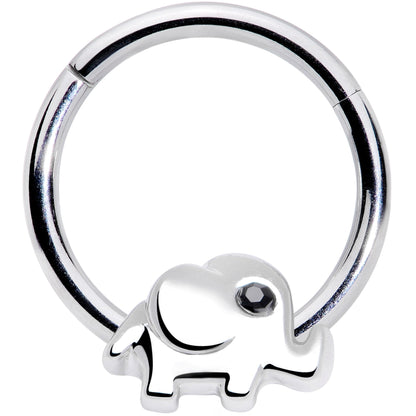 16G 3/8 Black Gem Baby Elephant Hinged Segment Ring